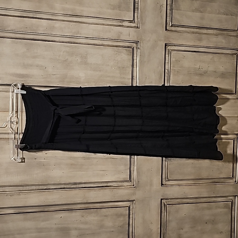 Black tiered gypsy style skirt OR strapless dress - wide smocked band, OSFM